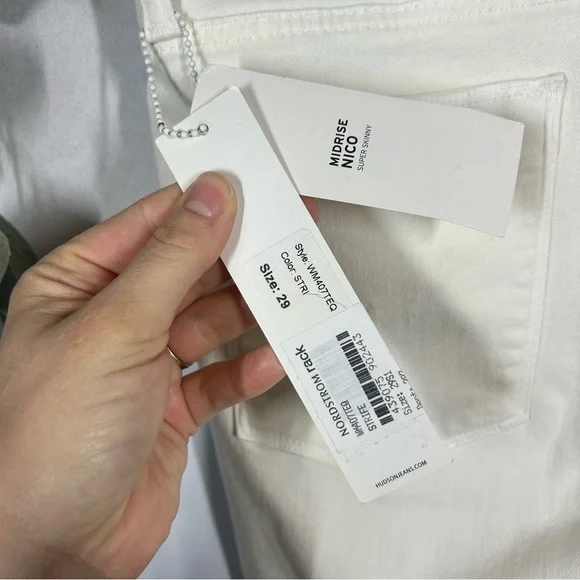NWT Hudson | Midrise Nico Distressed Super Skinny White Jeans Women’s Size 29 - Picture 9 of 17